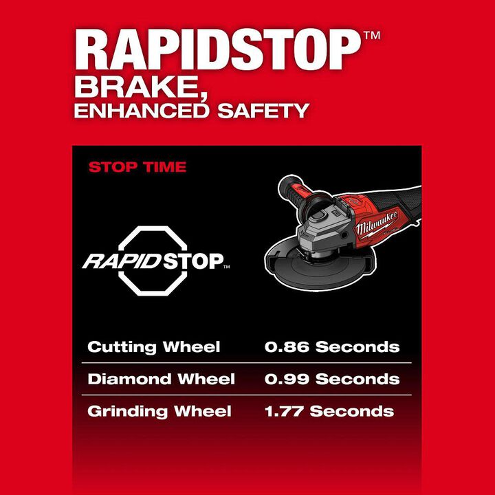 Milwaukee M18 FUEL 4-1/2 Inch-6 Inch Braking Grinder, Slide Switch (Bare Tool), large image number 5
