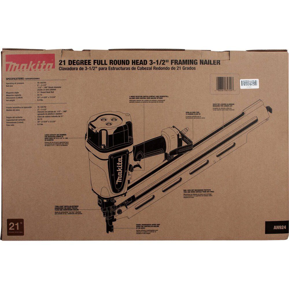 Makita 21 Full Round Head 3-1/2in Framing Nailer, large image number 16