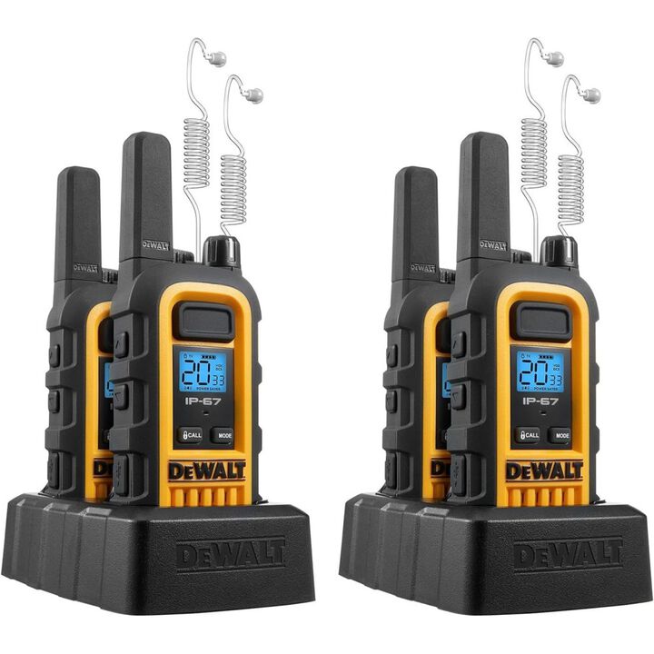 DEWALT Heavy-Duty 1W Walkie Talkie and Headset Bundle 4pk