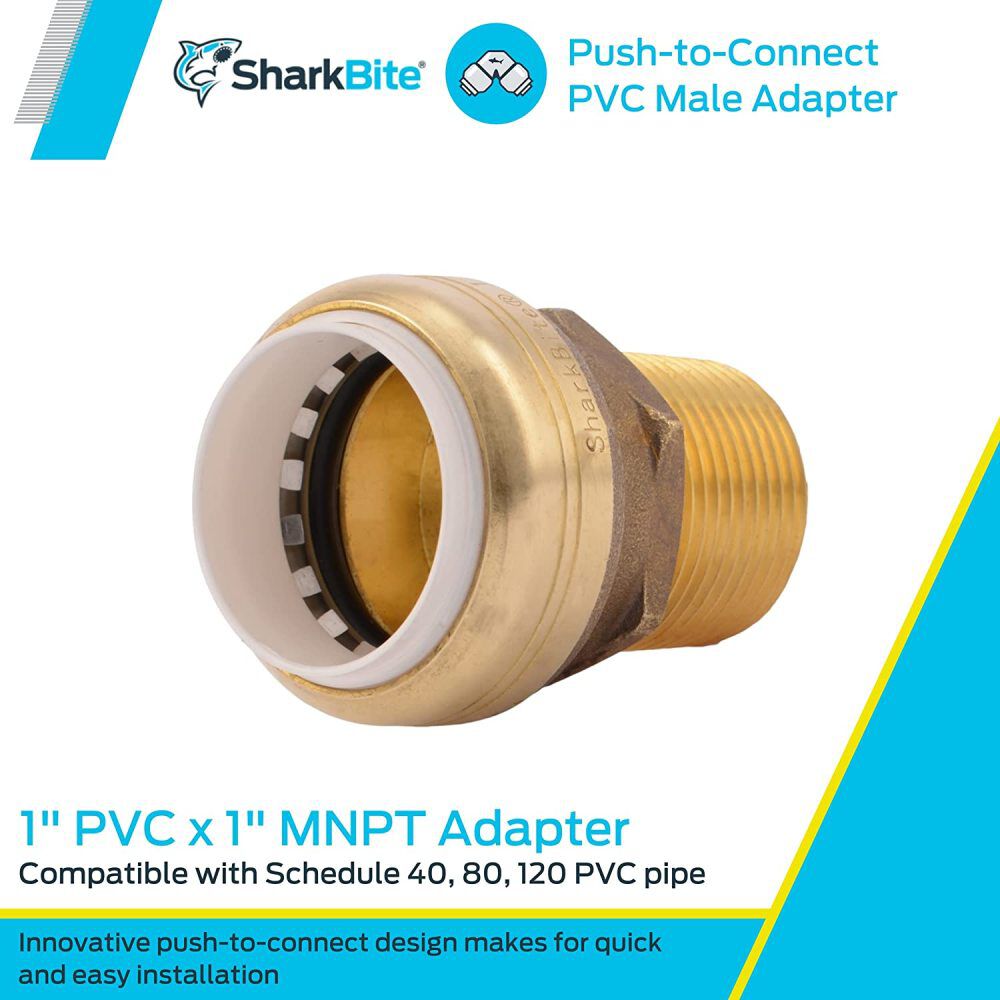 Sharkbite 1in PVC x 1in MNPT Brass PVC Male Adapter, large image number 4