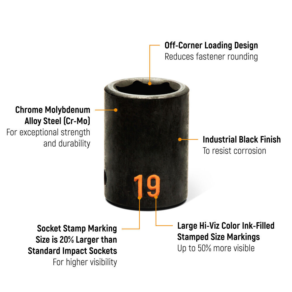 GEARWRENCH 1/2 Inch Drive 6 Point Metric Hi-Viz STD & DP Impact Socket Set 39 Pieces, large image number 3