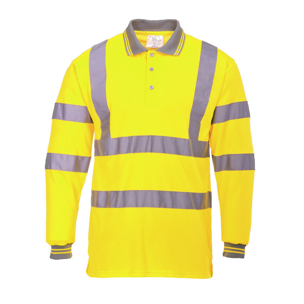 Portwest Yellow Hi-Vis Long Sleeved Polo Shirt - Medium, large image number 1