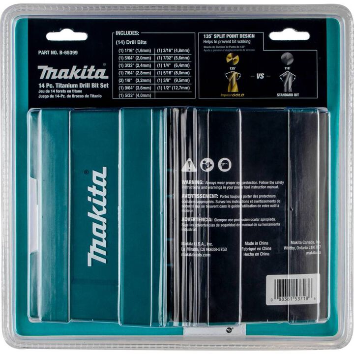 Makita Impact GOLD 14 Pc. Titanium Drill Bit Set 1/4in Hex Shank, large image number 2