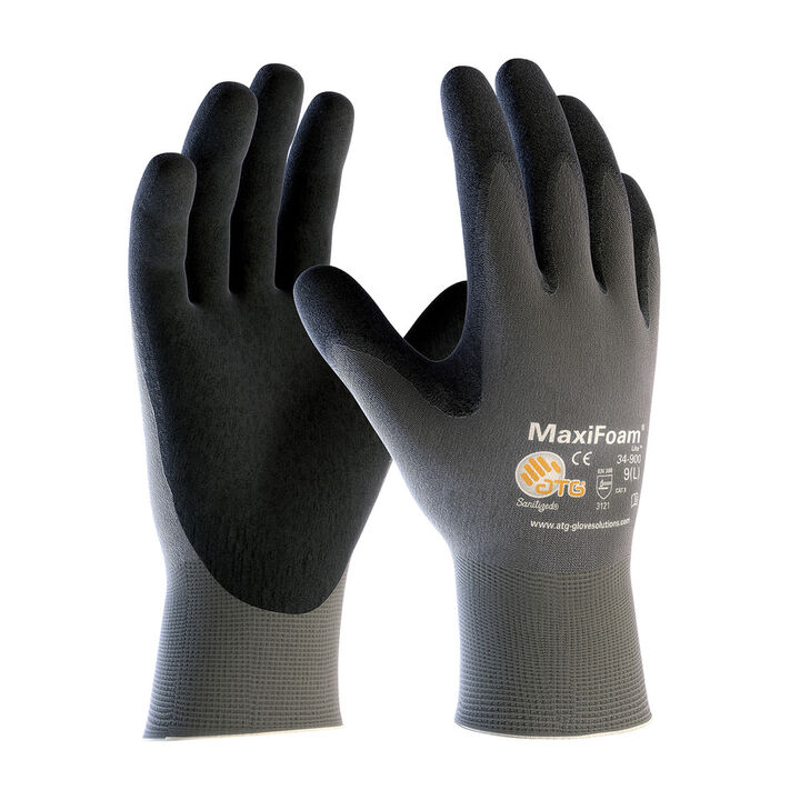 Protective Industrial Products MaxiFoam Lite Gray 15G Nylon Shell Black Nitrile Foam Coating Small 12 Pairs of Gloves