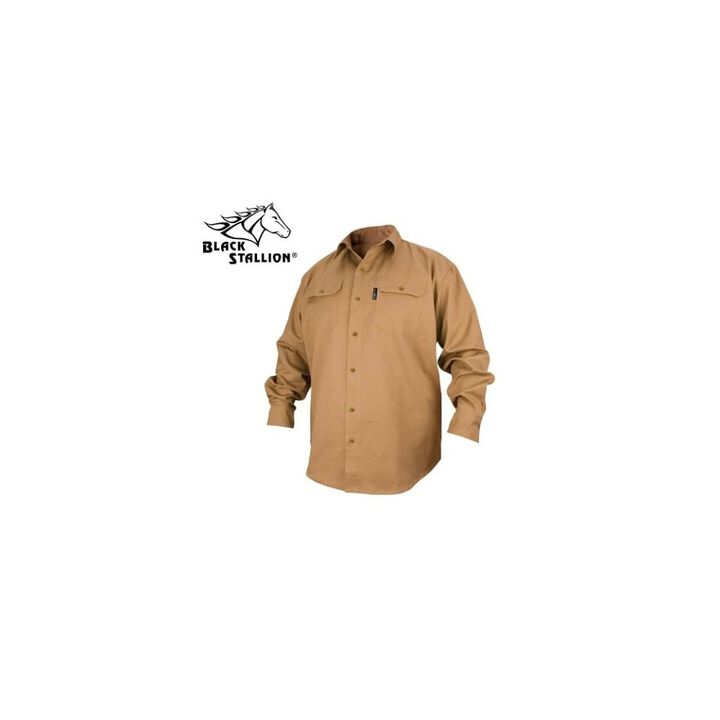Black Stallion 7oz Khaki FR Cotton Work Shirt XL, large image number 1