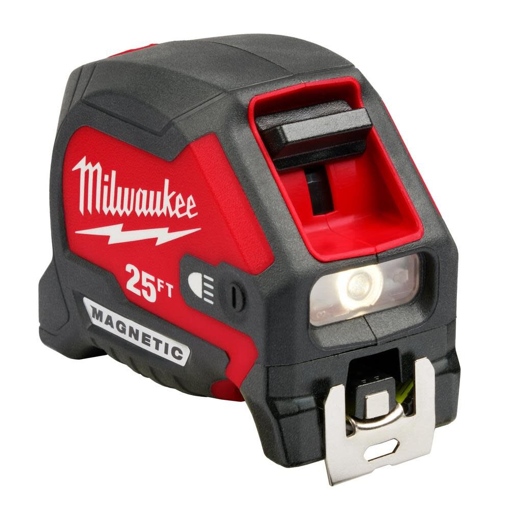 Milwaukee 25ft Wide Blade Magnetic Tape Measure with 100L Light, large image number 1