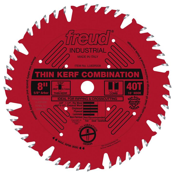 Freud 8 In. x 40T Thin Kerf Combination Blade
