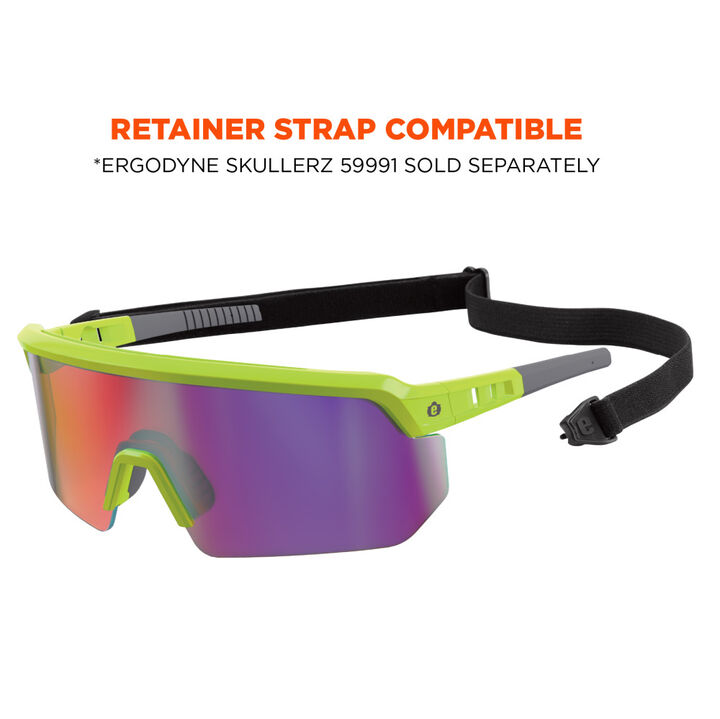 Ergodyne Skullerz AEGIR Polarized Mirrored Safety Glasses, Lime Frame, Purple Lens, large image number 5