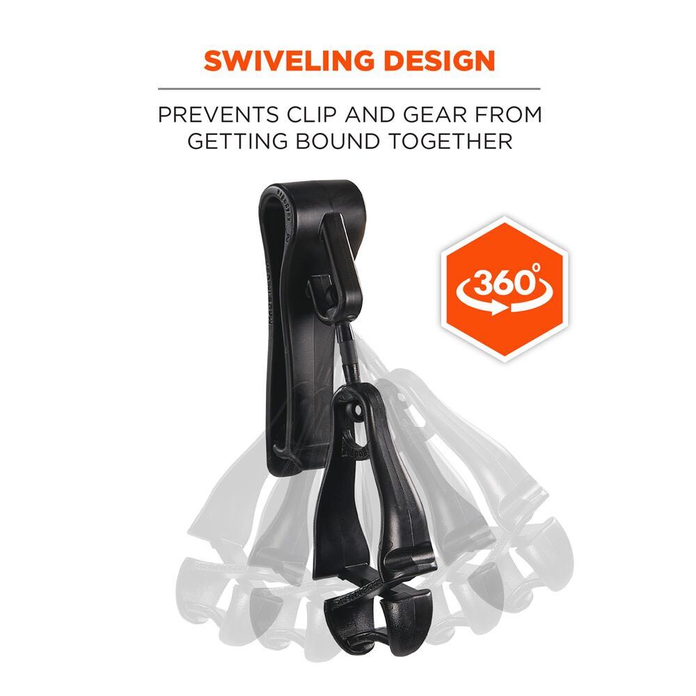 Ergodyne Squids 3425 Swiveling Glove Clip Holder, Belt Clip, Black, large image number 3