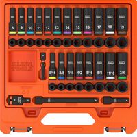 Klein Tools KNECT 3/8 Inch Deep and Shallow Impact Socket Set SAE and Metric 44 Pieces