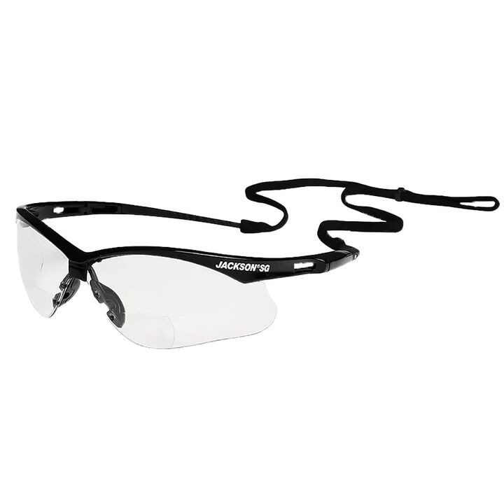 Jackson Safety Glasses Anti Scratch Coating 2.0 Magnification Clear Lens Black Frame