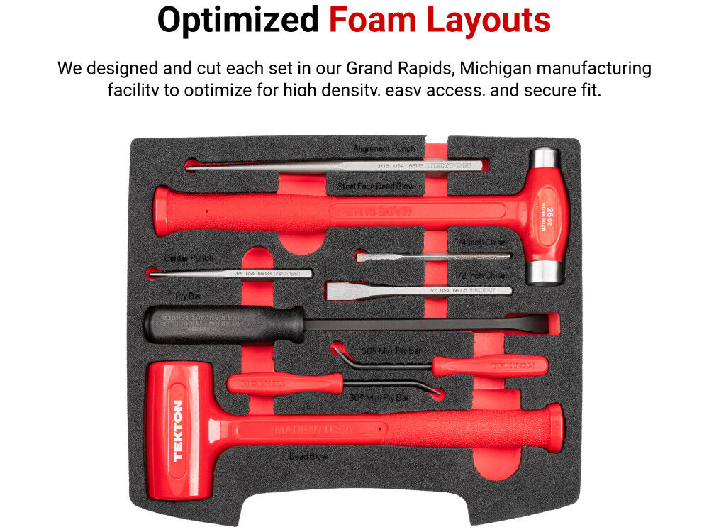 Tekton Hammers, Pry Bars, Punches, and Chisels Set, Rack/Drawer (9 Piece), large image number 5