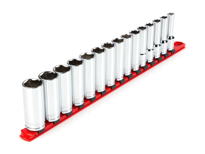 Tekton 1/2 Inch Deep 6 Point Socket Set, 15 Piece (10-24 mm)