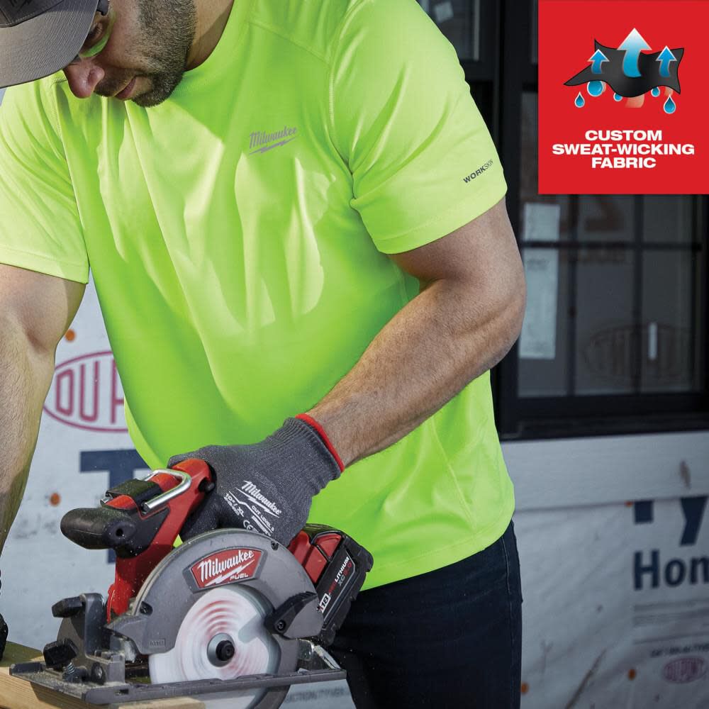 Milwaukee WORKSKIN Lightweight Performance Shirt - Short Sleeve HI Vis Yellow - 2X, large image number 4