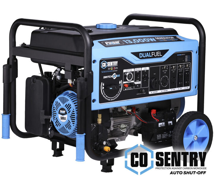 Pulsar Products 13,000 Watt Dual Fuel 50-State Portable Generator with CO Alert