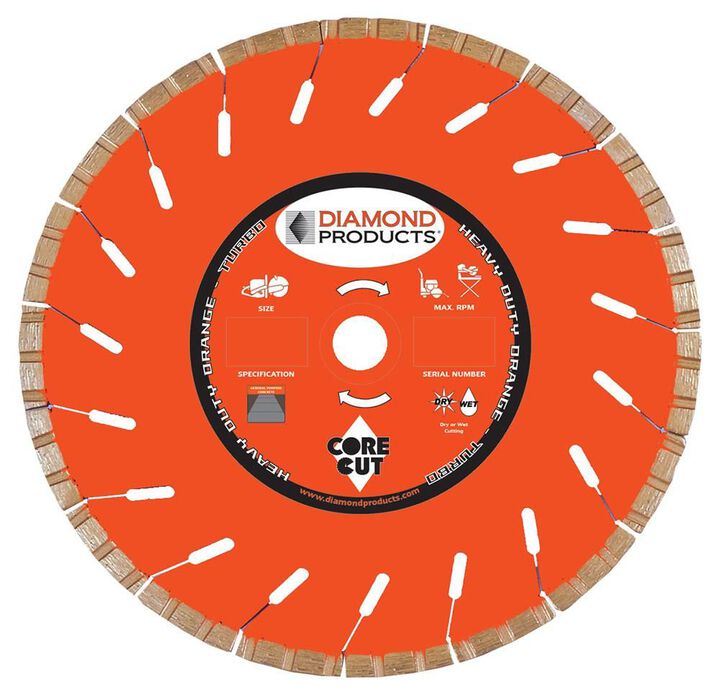 Diamond Products 4 1/2 Inch Heavy Duty Orange Segmented Turbo Rim Diamond Blade for Concrete