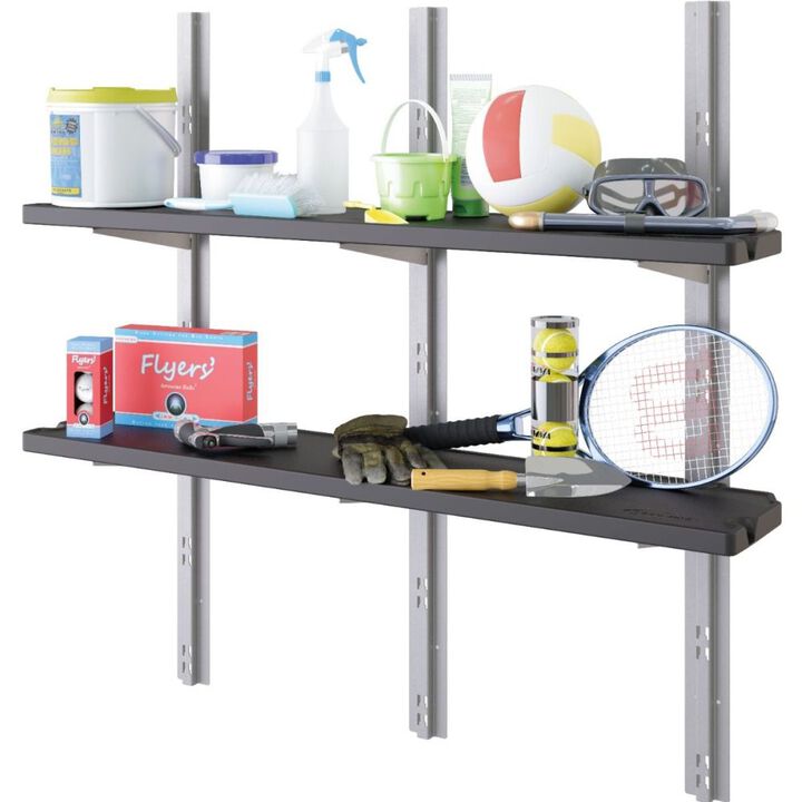 Suncast 49.65 Inch x 10 Inch x 1.25 Inch Shed Shelf Kit, Black, 2 Pack, large image number 2