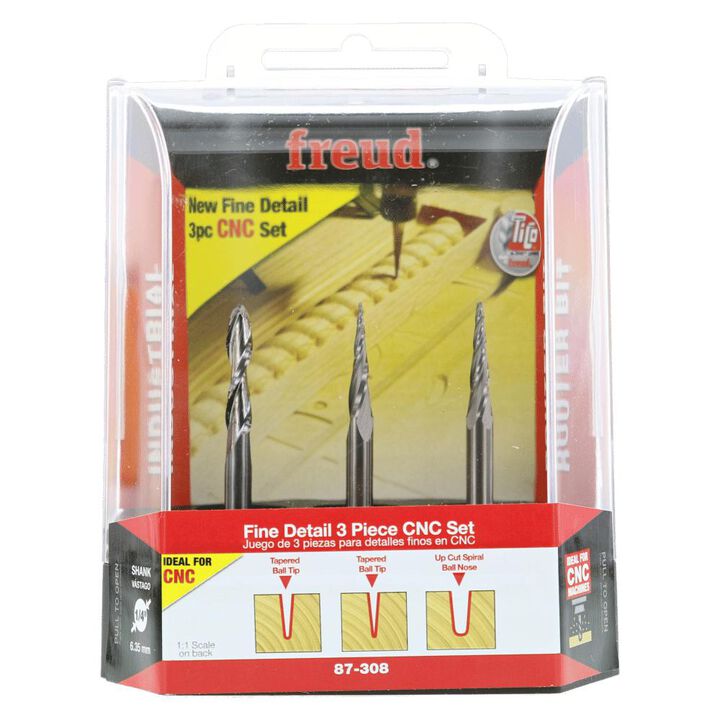 Freud 3-Piece CNC Fine Detail Router Bit Set