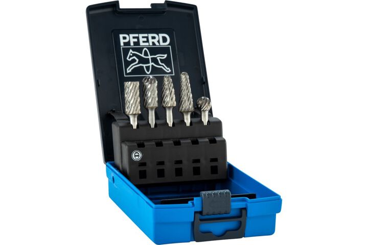 Pferd Carbide Burr Set 5 Piece CAST Cut 1/4 Inch Shank Plastic Case