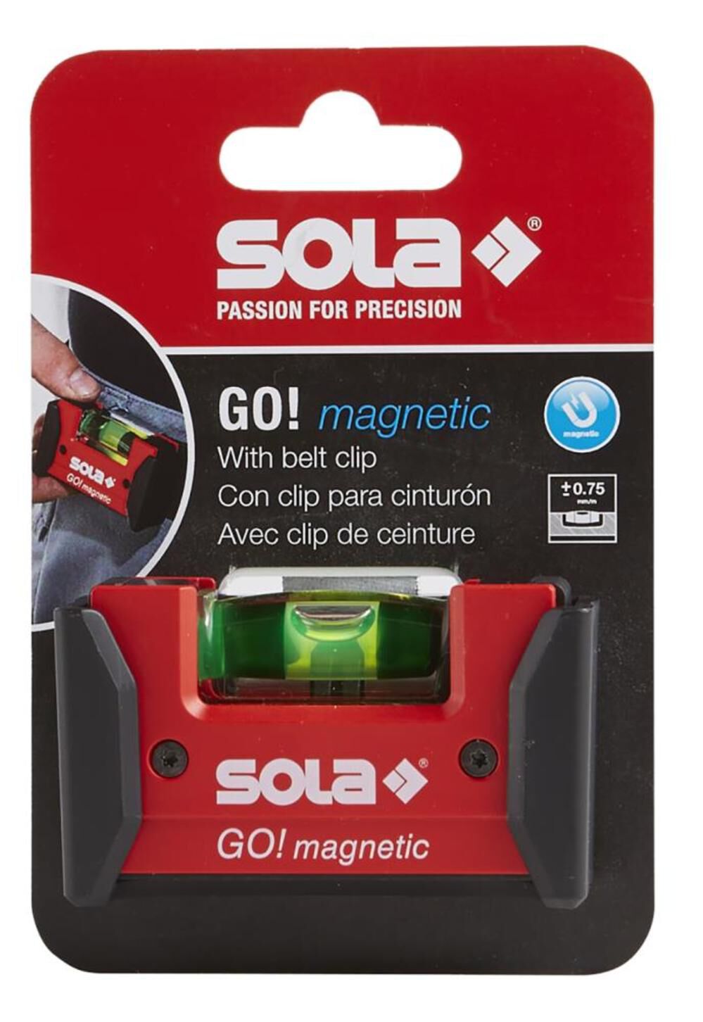 SOLA GO! Magnetic Pocket Level with Clip 3in 1 Focus-60 Vial, large image number 2