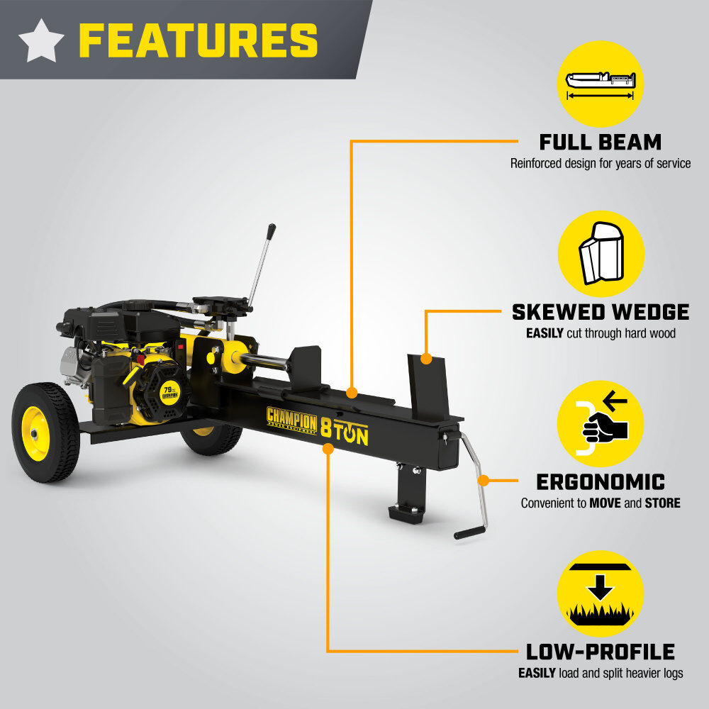 Champion Power Equipment 8-Ton Compact Horizontal Gas Log Splitter with Auto Return, large image number 3