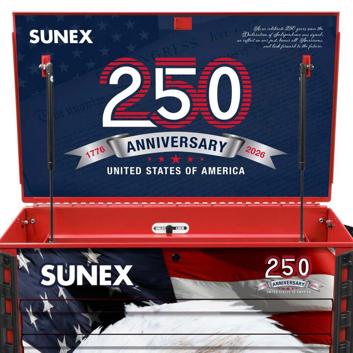 Sunex 39 Inch 6 Drawer Premium Service Cart with Red USA 250th Design, large image number 2
