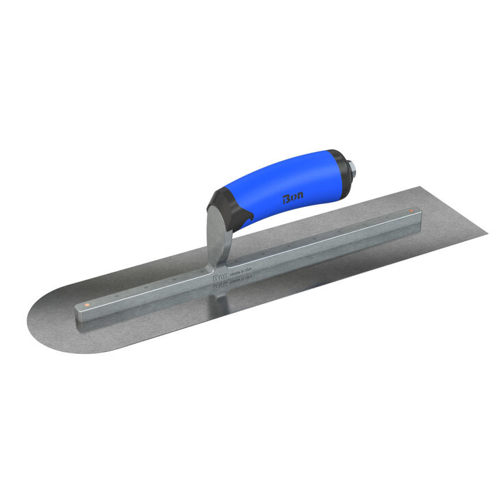 Bon Tool Finish Trowel Square/Round End Carbon Steel 20 Inch x 5 Inch with Comfort Grip Handle