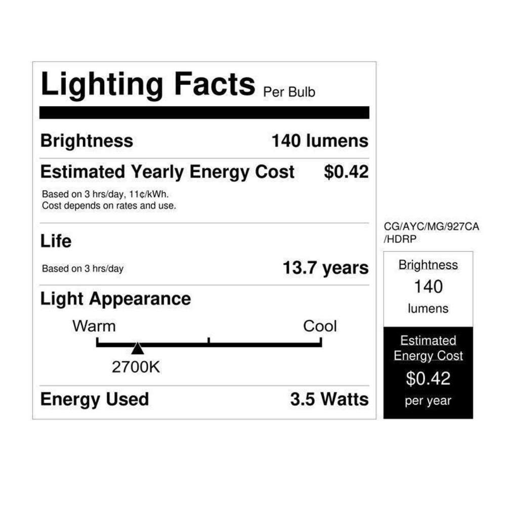 Feit Electric 3.5W 140 Lumens E26 Acrylic LED Bulb White Base Gold Mesh Cage, large image number 9