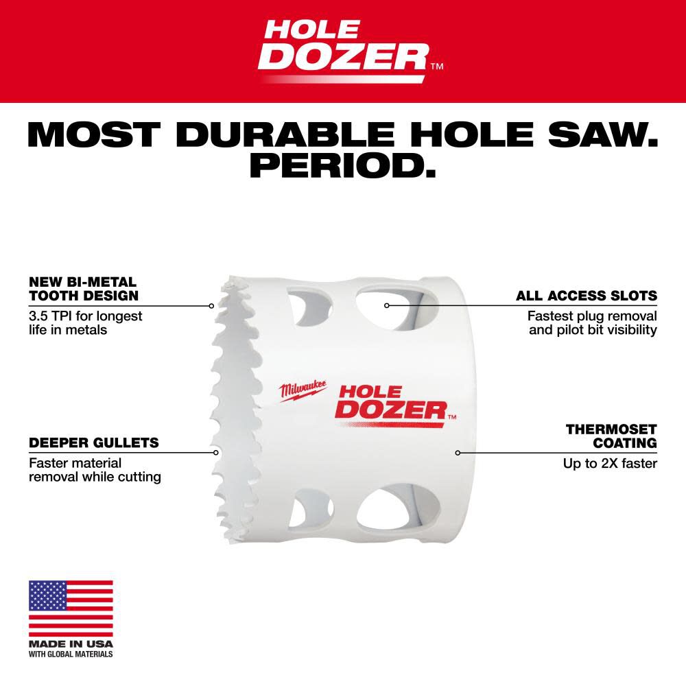 Milwaukee 2-3/4inch HOLE DOZER Bi-Metal Hole Saw, large image number 3