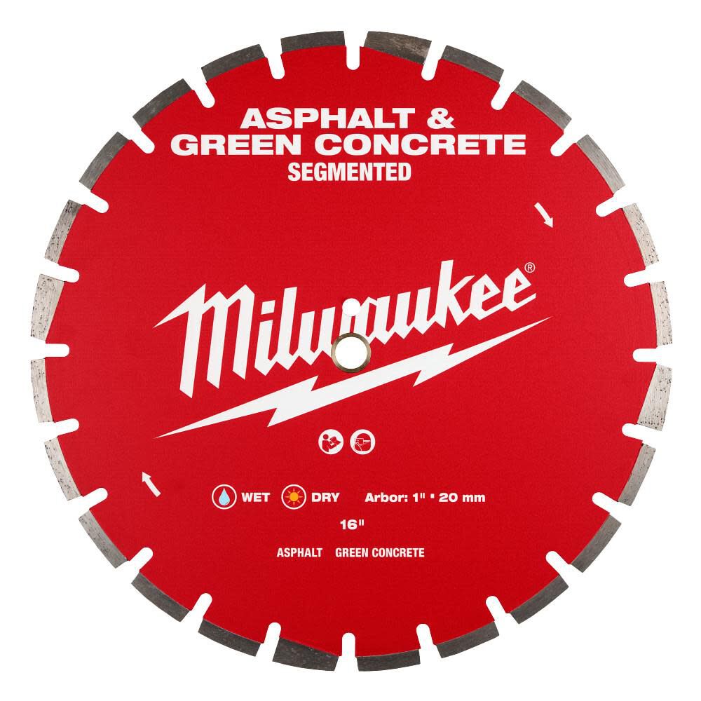 Milwaukee 16 Inch Segmented Rim Diamond Blade for Asphalt and Green Concrete, large image number 1