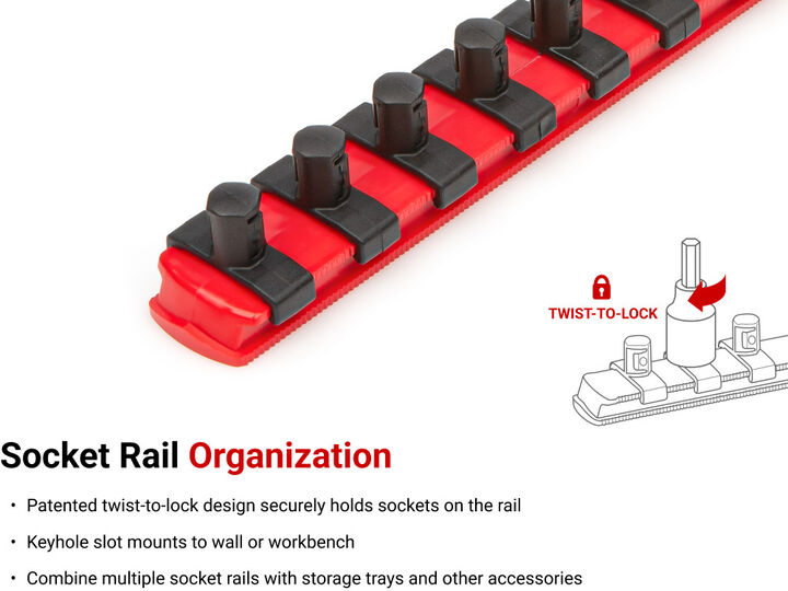 Tekton 3/8 Inch Drive Hex Bit Socket Set with Rail, 11 Piece (3-10 mm), large image number 4