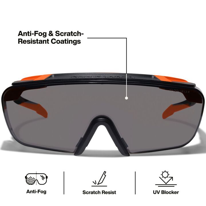 Klein Tools Over The Glasses Safety Glasses Black and Orange Frame Shaded Gray Lens, large image number 2