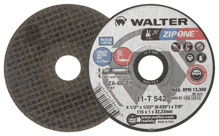 Walter Cut-Off Wheel, 4-1/2 x 1/32 x 7/8 Inch ZIP ONE, Type 1, large image number 0