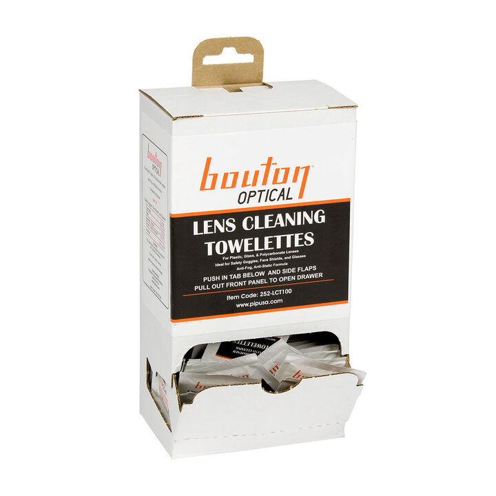 Protective Industrial Products Safety Glasses Bouton Optical White Lens Cleaning Towelette Dispenser