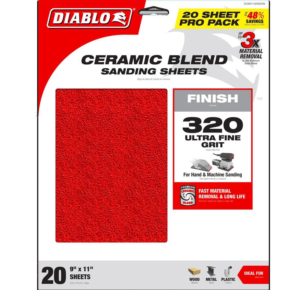 Diablo Tools 9 Inch x 11 Inch 320-Grit Sanding Sheet, 20 Pack, large image number 5