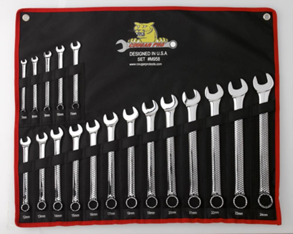 Cougar Pro 18 pc. Full Polish Combination Wrench Set Metric (7mm to 24mm), large image number 1