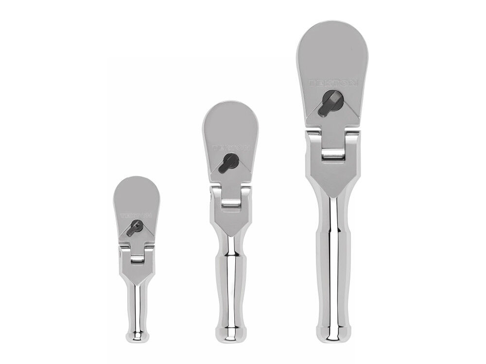 Tekton 1/4, 3/8, 1/2 Inch Flex Head Non-QR Stubby Ratchet Set, 3 Pieces, large image number 1