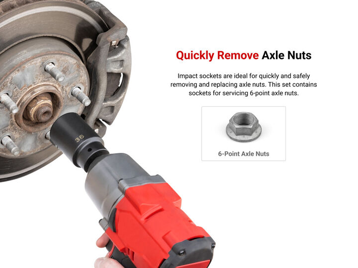 Tekton 1/2 Inch Drive Deep 6 Point Axle Nut Impact Socket Set, 7 Piece 29-38 mm, large image number 2