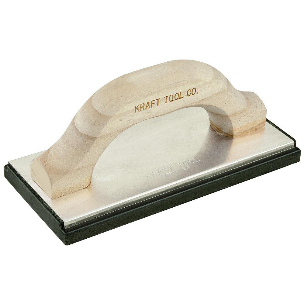 Kraft Tool Co 8 Inch x 4 Inch Molded Black Rubber Float with Wood Handle, large image number 2