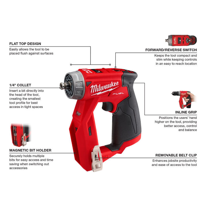 Milwaukee M12 FUEL Installation Drill/Driver & Straight Die Grinder Combo Kit Bundle, large image number 5