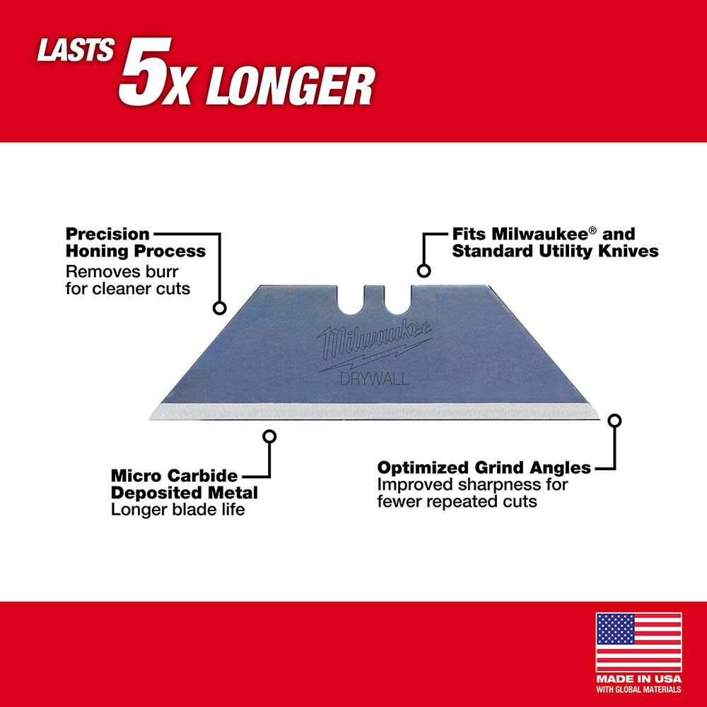 Milwaukee 50-Piece Drywall Utility Knife Blades with Dispenser, large image number 2