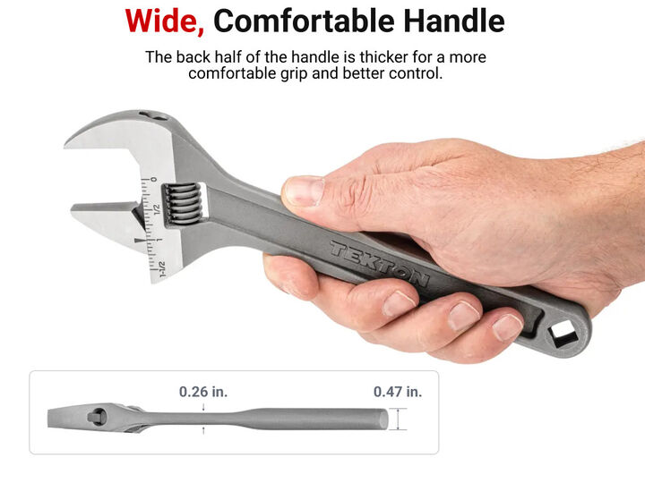 Tekton 9 Inch Wide-Jaw Adjustable Wrench (1-1/2 Inch Capacity), large image number 5