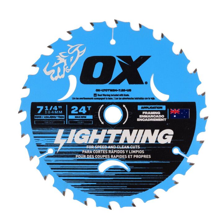 Ox Tools Pro Lightning 7-1/4 Inch 24T Circular Saw Blade