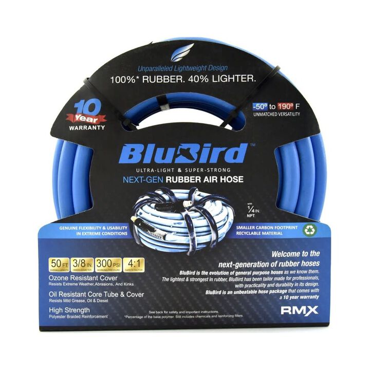 BluBird Nex-Gen 3/8 Inch x 50 Ft. Rubber Air Hose Assembly, large image number 2