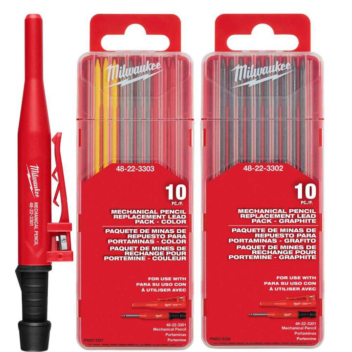 Milwaukee Mechanical Pencil with Lead Pack & Color Mechanical Pencil Replacement Lead Bundle