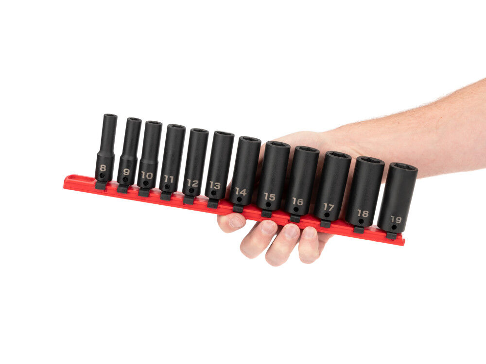 Tekton 3/8 Inch Deep 6 Point Impact Socket Set, 12 Piece (8-19 mm), large image number 3