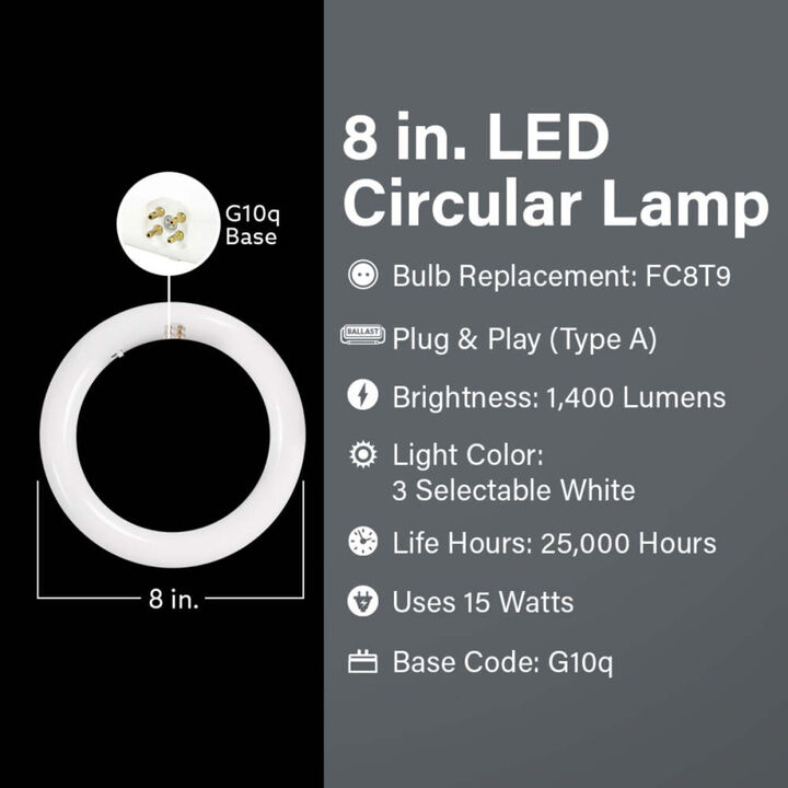 Feit Electric 8 Inch 20W 1400 Lumens T9 G10Q 4-Pin Circular LED Light White, large image number 8