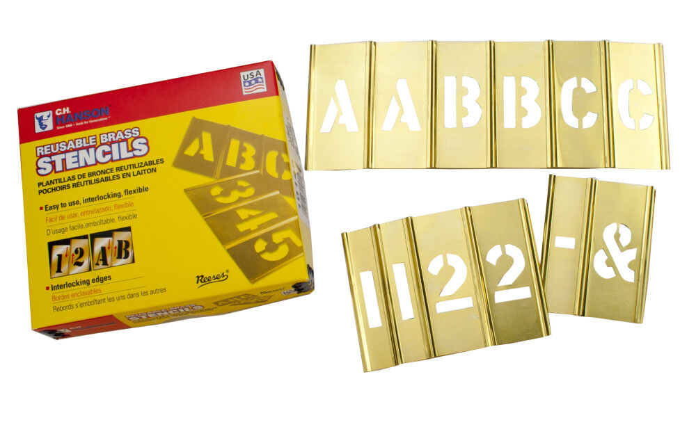 C H Hanson 2 Inch Stencil Set-Letter/Number, Brass, 77 Pieces, large image number 1