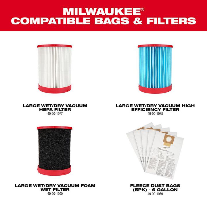 Milwaukee M18 FUEL 6 Gallon Wet/Dry Vacuum Reconditioned (Bare Tool), large image number 10
