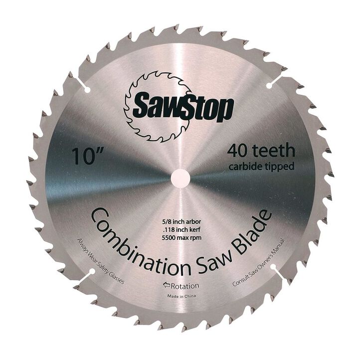Sawstop Steel Combination Blade - 40 Tooth (ATB) Carbide Tipped